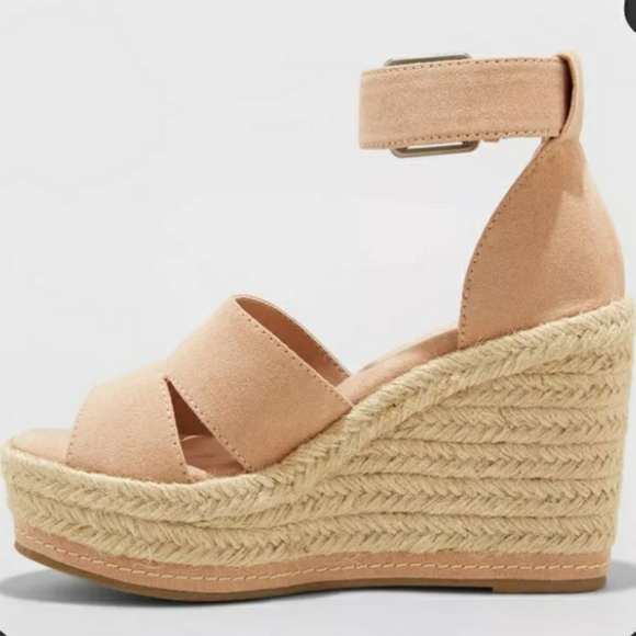 Open Toe Ankle Strap Espadrilles Wedges - Picture 2 of 8